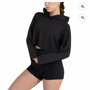 YITTY Black Cropped Hoodie Top
